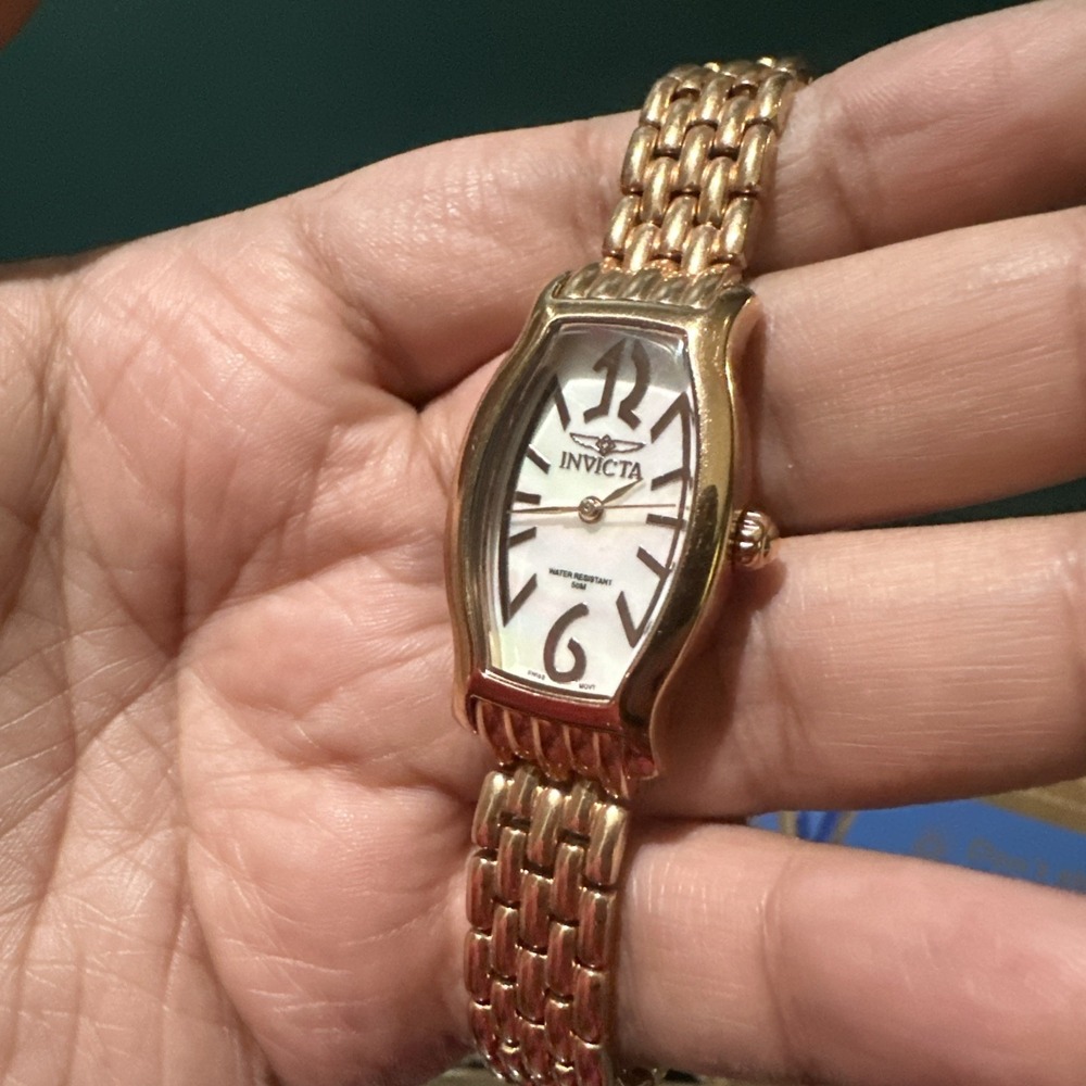 Working Invicta Rose Gold Swiss Sapphire coated Mop Dial 22mm Fit 8in Big Wrist